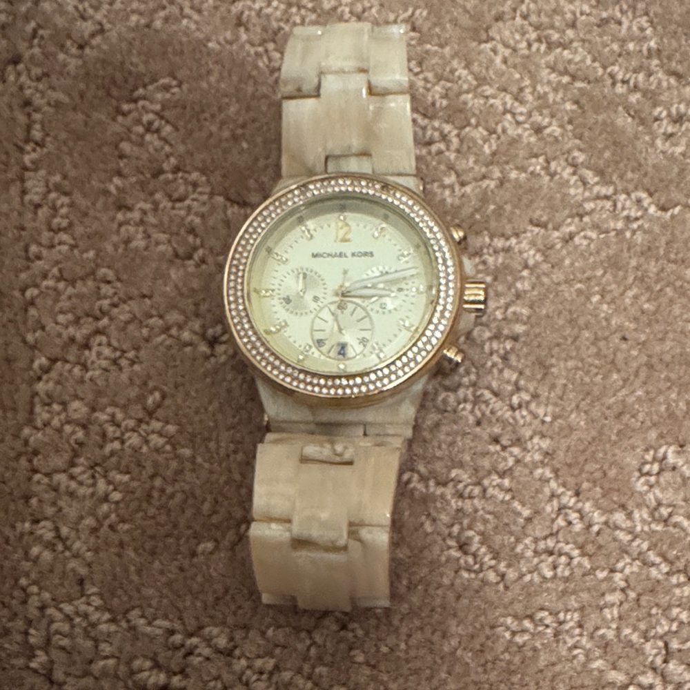 Michael Kors Beige Watch with Gold Details